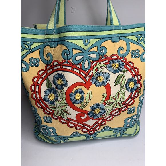 Brighton A winters love colorful canvas large tote bag - Picture 4 of 12